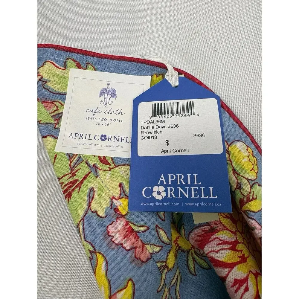 APRIL CORNELL Home Tablecloth/Cafe-cloth 36”x36” Multicolor NEW Dahlia Days